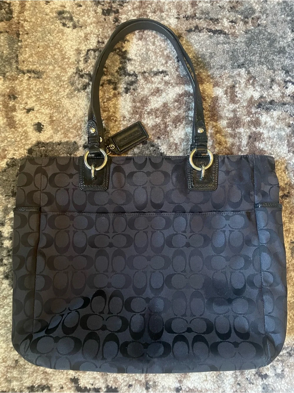 COACH Gallery Signature Black Tote Bag
